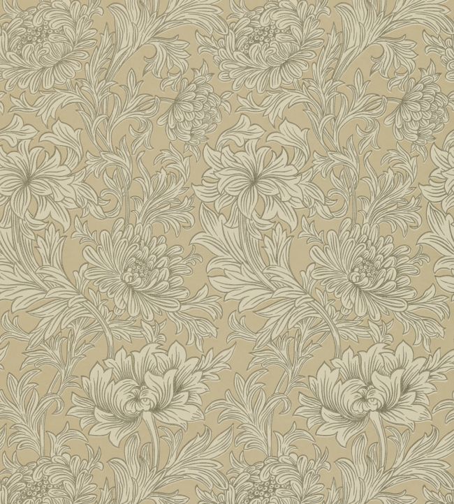 Chrysanthemum Toile Wallpaper - Ivory/Gold - 210417 - Morris & Co - Premier Wallcovering