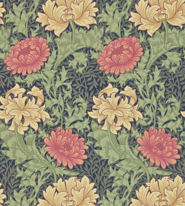 Chrysanthemum Wallpaper - Indigo - 212549 - Morris & Co - Premier Wallcovering