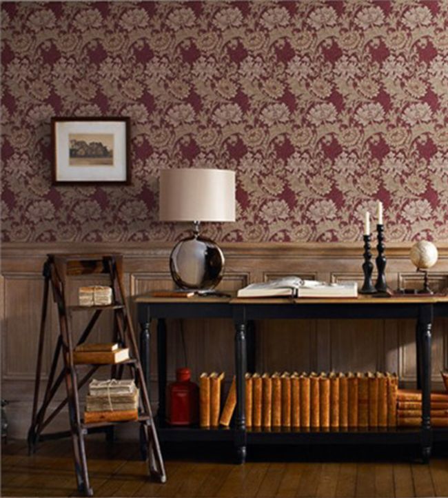 Chrysanthemum Wallpaper - Wine - 212548 - Morris & Co - Premier Wallcovering