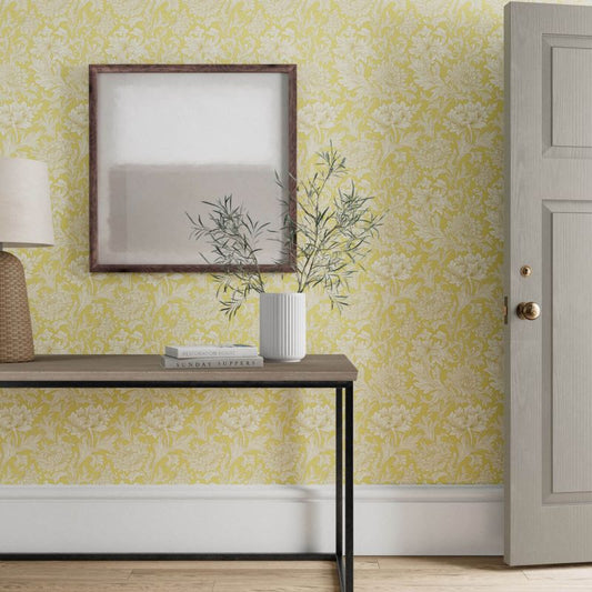 Chrysanthemum Wallpaper - Pink/Yellow/Green - DGW1CY101 - Morris & Co - Premier Wallcovering