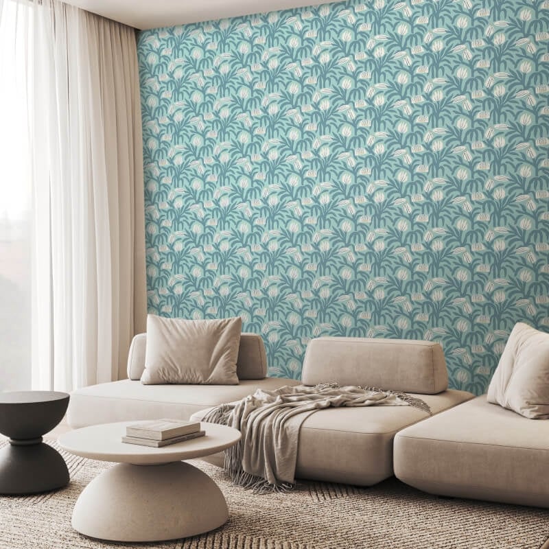 Chunky Flower Wallpaper - Denim - Hoopla Walls - HWA1148W - Premier Wallcovering
