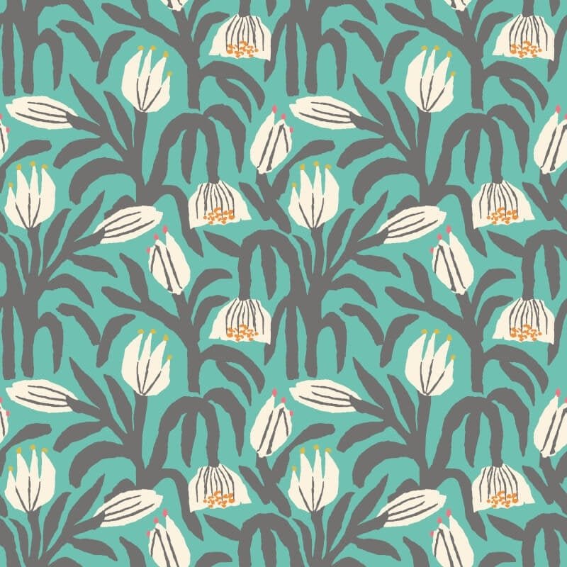 Chunky Flower Wallpaper - Teal Blue - Hoopla Walls - HWA1147W - Premier Wallcovering