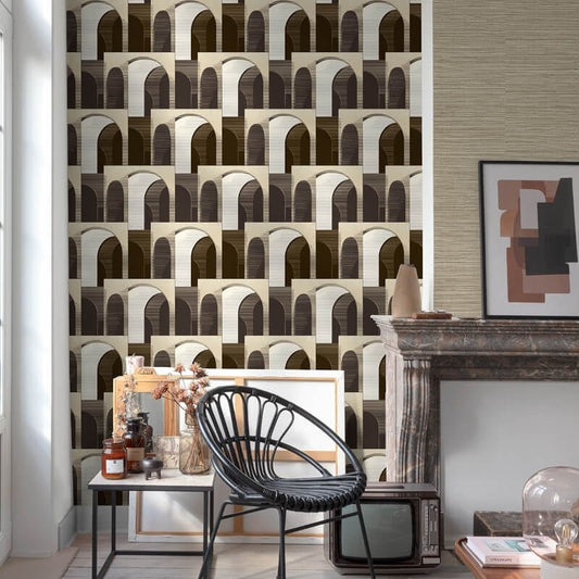 Ciara Ada Geometric Wallpaper - Black/Cream - Grandeco - A63301 - Premier Wallcovering