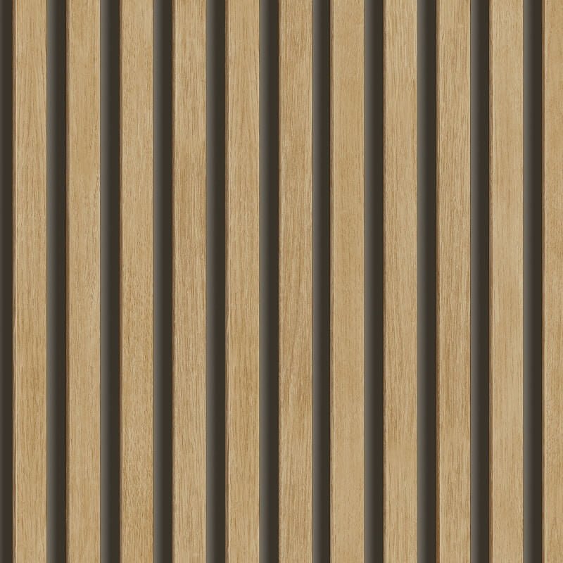 Ciara Hermes Wooden Slat Effect Wallpaper - Natural/Black - Grandeco - A63602 - Premier Wallcovering