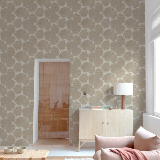 Ciara Luxor Leaf Wallpaper - Natural/Gold - Grandeco - A63501 - Premier Wallcovering