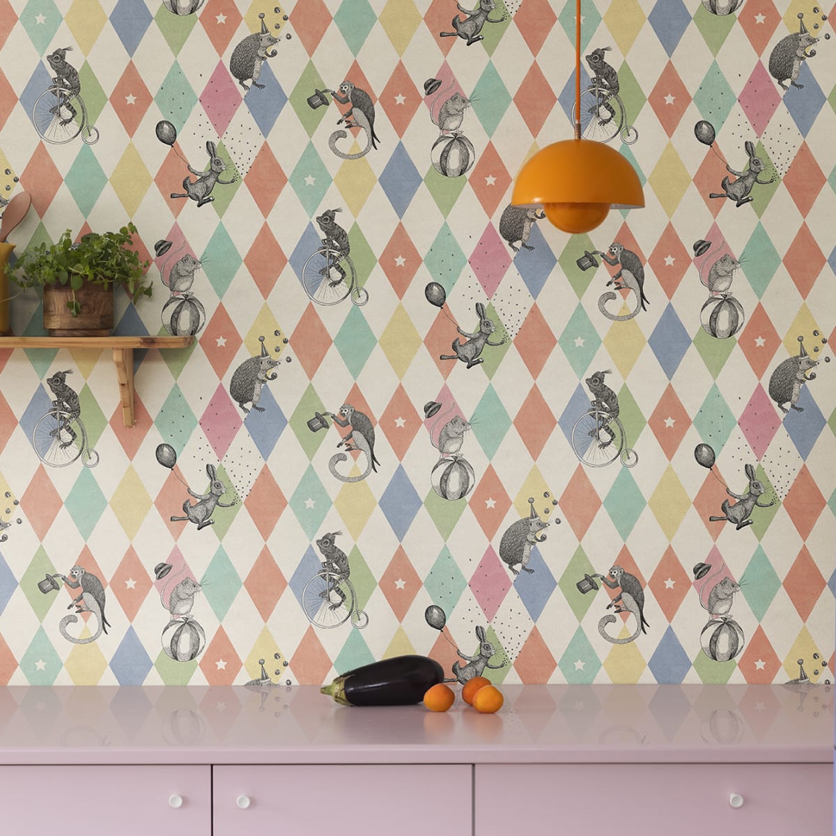 Circus Corner Wallpaper - Rainbow - Rebel Walls - R18041 - Premier Wallcovering