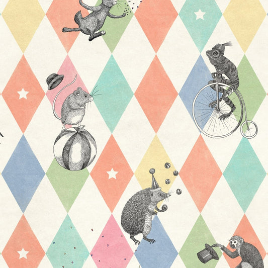 Circus Corner Wallpaper - Rainbow - Rebel Walls - R18041 - Premier Wallcovering