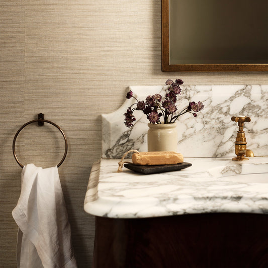 Ciro Abaca Embossed Wallpaper - Oat - Romo - Textured Vol.I - W462/04 - Premier Wallcovering