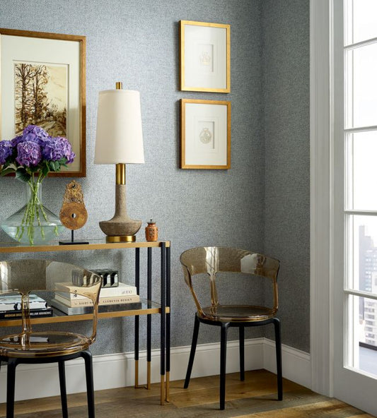 Clarkson Weave Wallpaper - Slate - Thibaut - T19679 - Premier Wallcovering