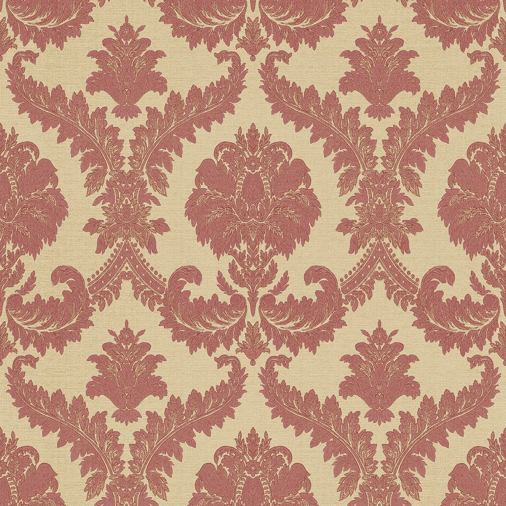 Classic Italian Traditional Damask Wallpaper - Red/Beige - Galerie - 23608 - Premier Wallcovering