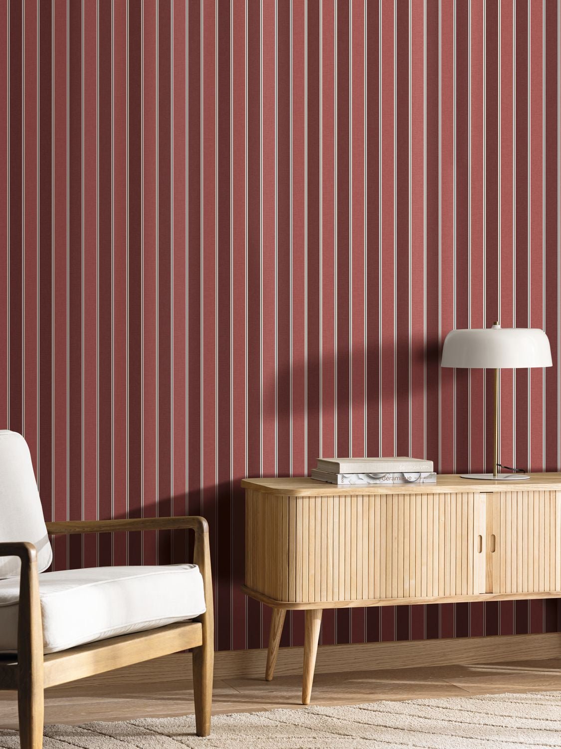 Classic Lines Wallpaper - Bordeaux - Caselio - 106738006 - Premier Wallcovering