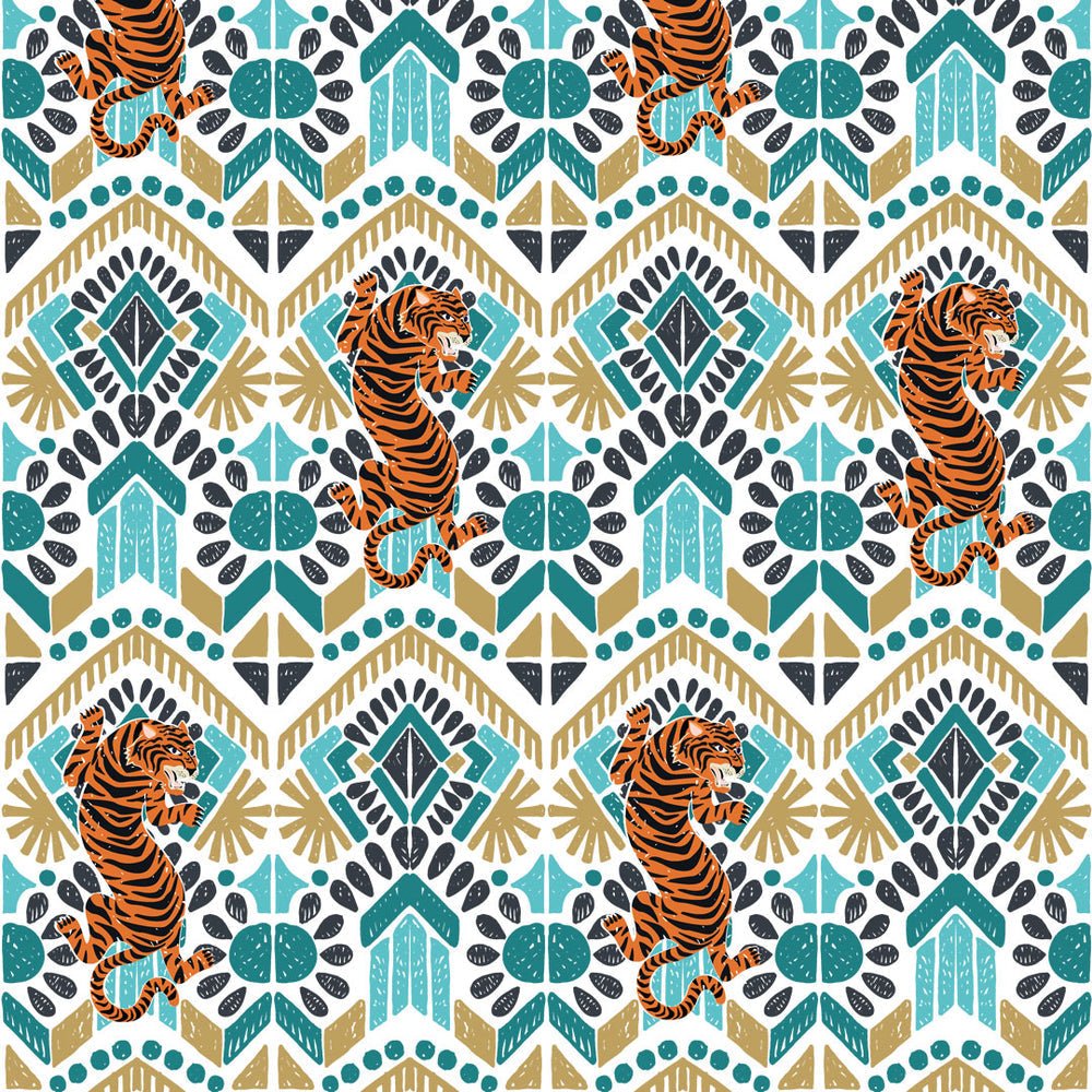 Clawdia Wallpaper - Gold & Teal - Lust Home - LH900473 - Premier Wallcovering