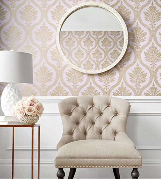 Clessidra Wallpaper - Metallic Gold on Cream - Thibaut - T89159 - Premier Wallcovering