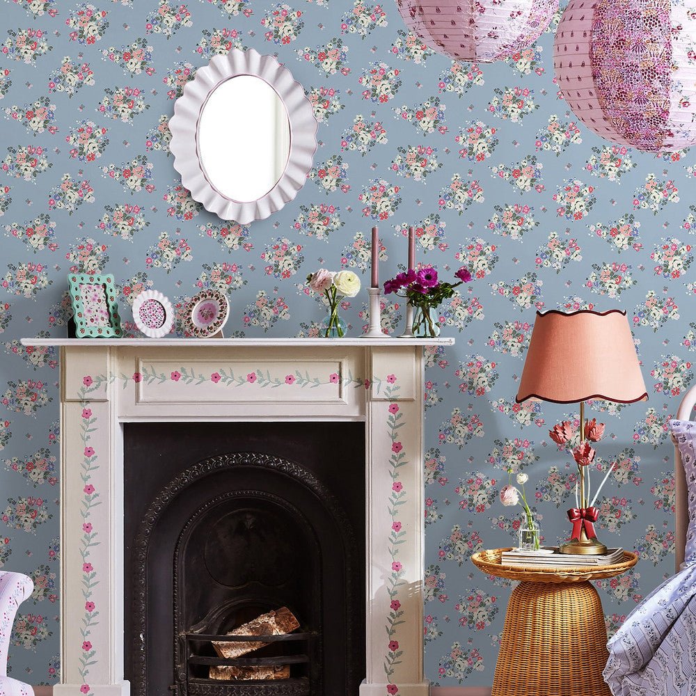 Clifton Floral Wallpaper - Blue - 125507 - Cath Kidston - Premier Wallcovering