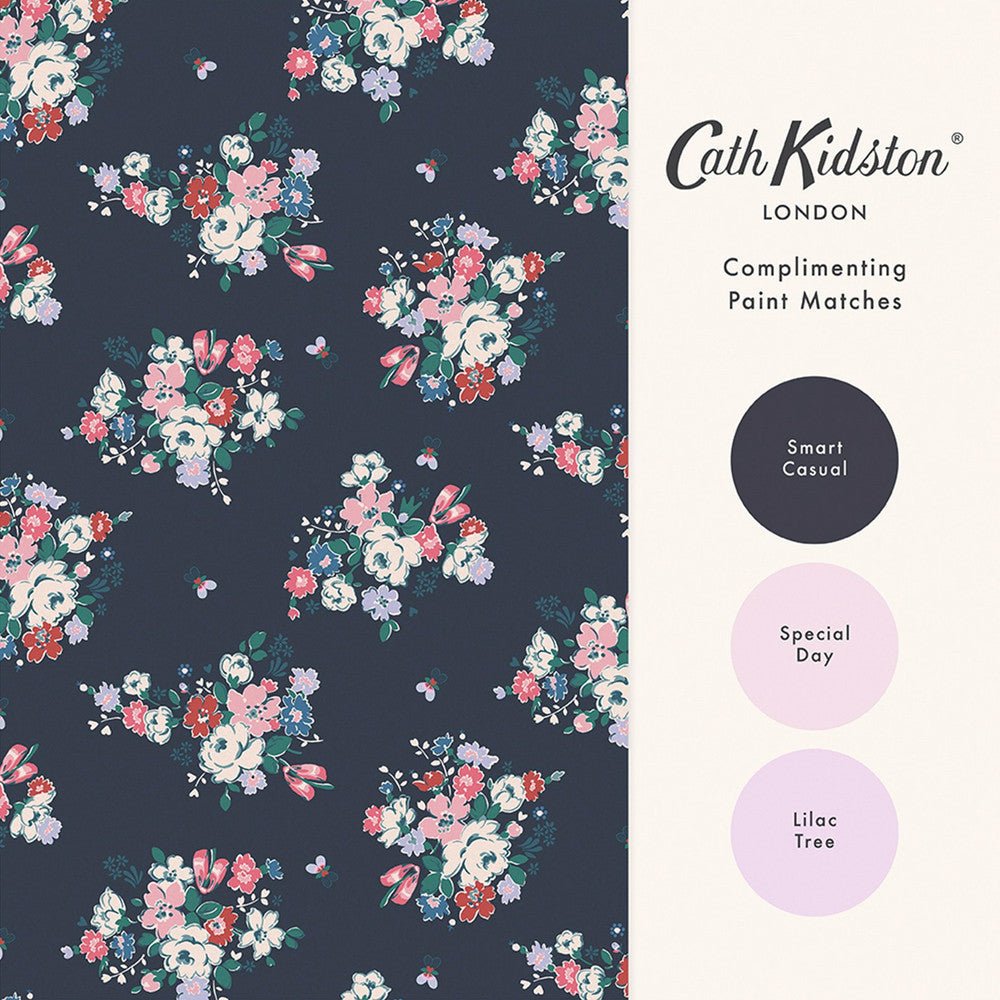 Clifton Floral Wallpaper - Navy - 125510 - Cath Kidston - Premier Wallcovering