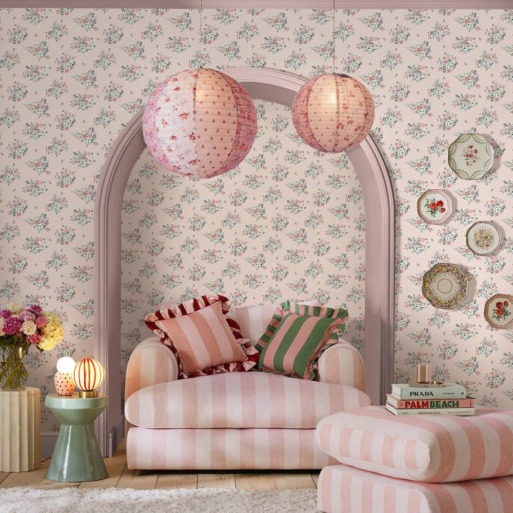Clifton Floral Wallpaper - Pink - 125508 - Cath Kidston - Premier Wallcovering