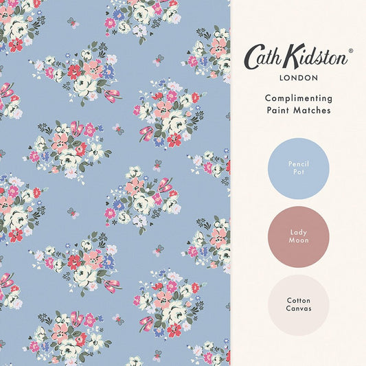 Clifton Floral Wallpaper - Blue - 125507 - Cath Kidston - Premier Wallcovering