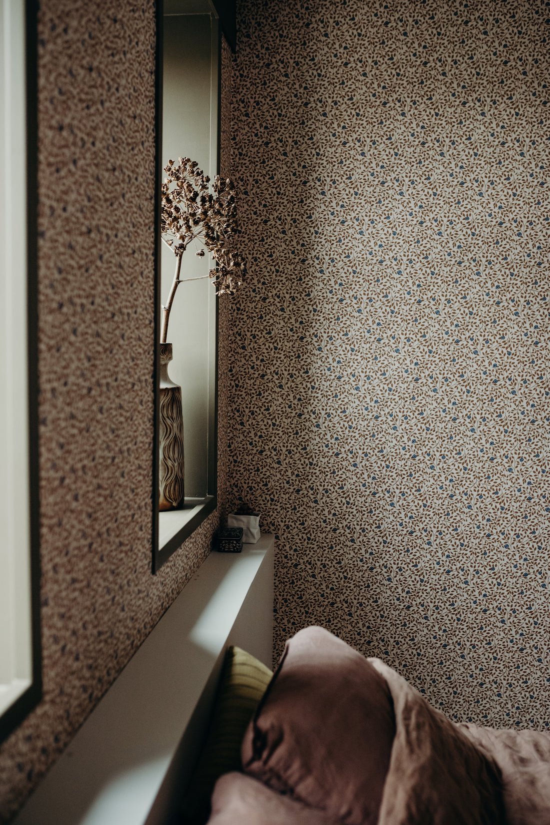 Climbing Rose Wallpaper - Bronze - Summer Gray - Premier Wallcovering