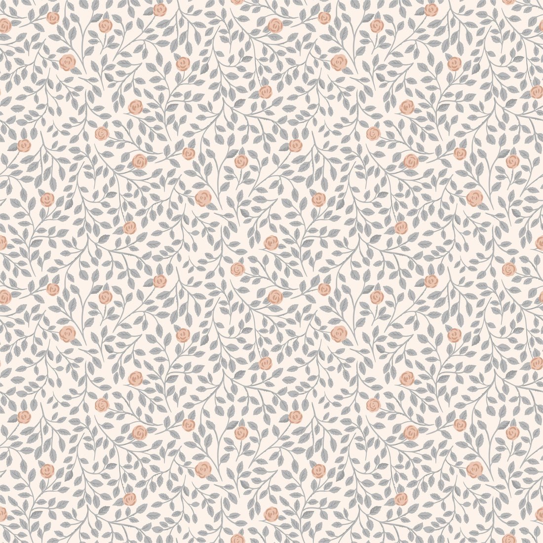 Climbing Rose Wallpaper - Blue - Summer Gray - Premier Wallcovering