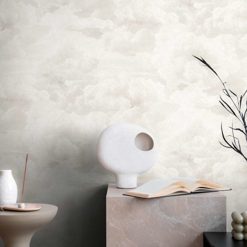 Cloud Motif Wallpaper - Cream/White - Michalsky Living - 39985-2 - Premier Wallcovering