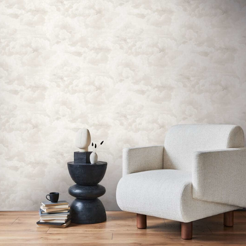 Cloud Motif Wallpaper - Cream/White - Michalsky Living - 39985-2 - Premier Wallcovering