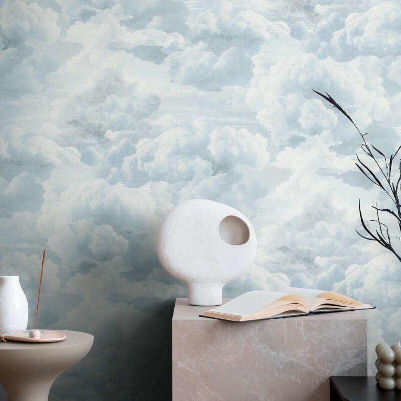 Cloud Motif Wallpaper - White/Blue - Michalsky Living - 39985-3 - Premier Wallcovering