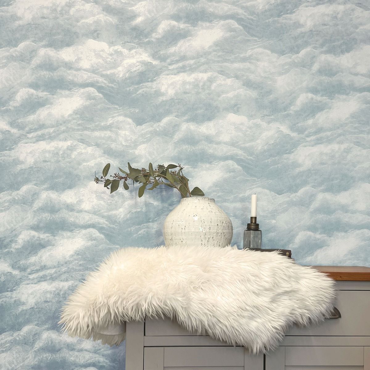 Cloud Textured Vinyl Wallpaper - Blue - Belgravia - 5708 - Premier Wallcovering