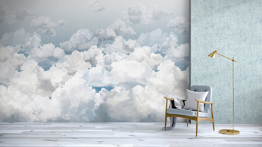 Clouds Crafted Wall Mural - Sky Blue - Hohenberger - 26782 - Premier Wallcovering