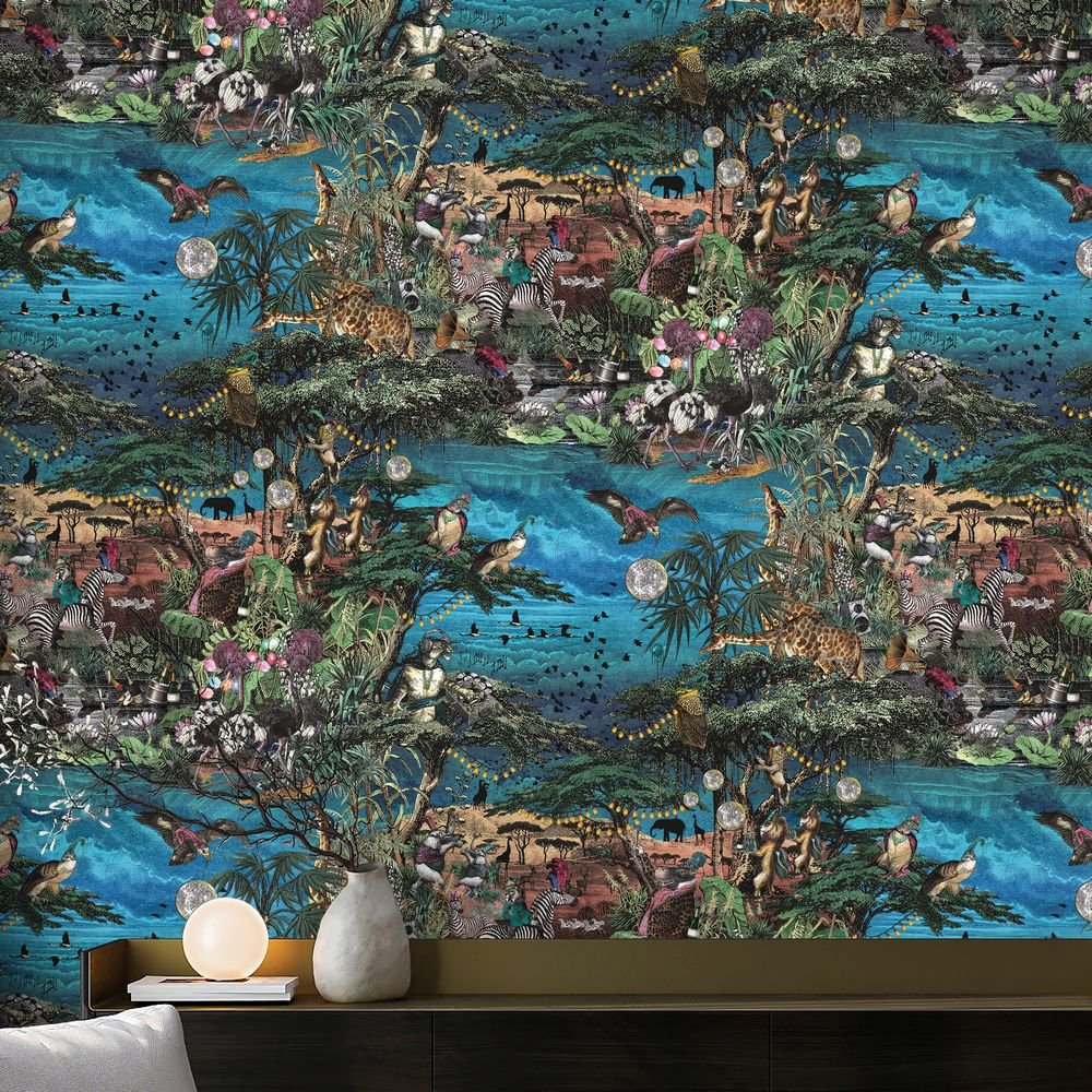 Club Safari Wallpaper - Lagoon - Brand McKenzie - BMGI006/01A - Premier Wallcovering