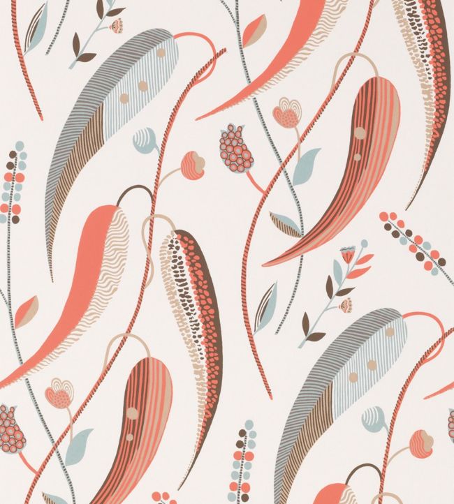 Colbert Wallpaper - Coral/Aqua - Nina Campbell - NCW4353 - 01 - Premier Wallcovering