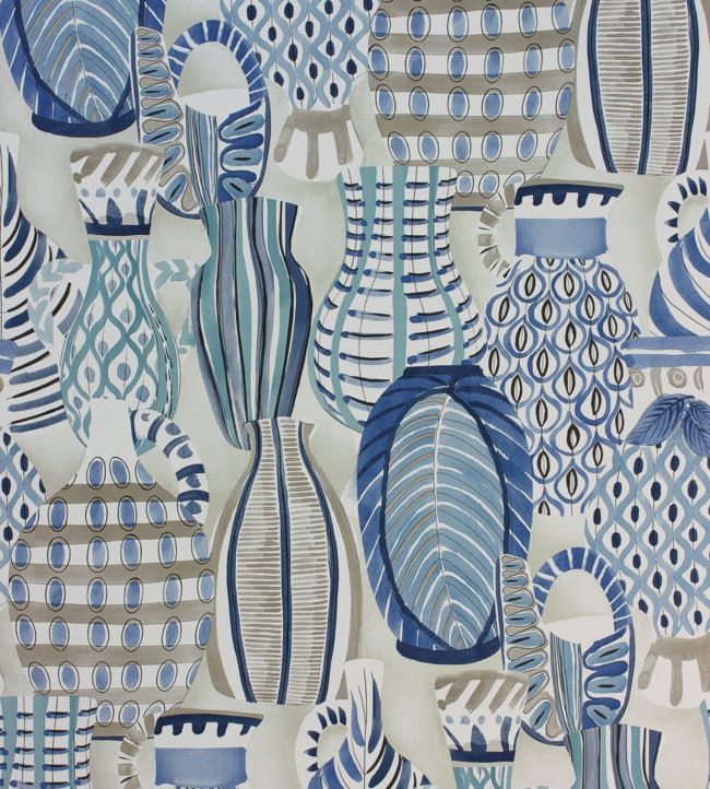 Collioure Wallpaper - Blue/Beige - Nina Campbell - NCW4300 - 04 - Premier Wallcovering
