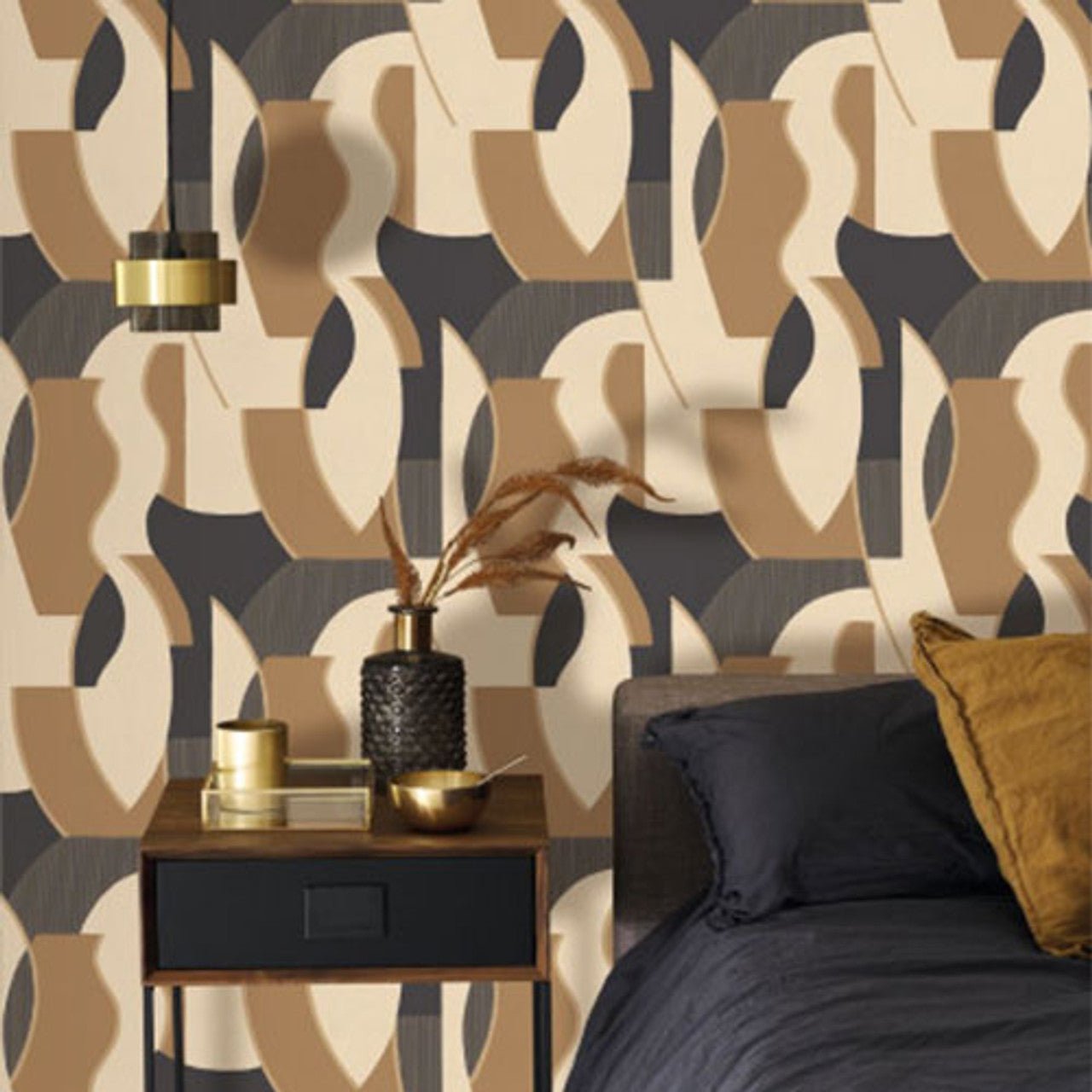 Concept Milano Sixties Wallpaper - Lin And Noir - Casadeco - 89339404 - Premier Wallcovering
