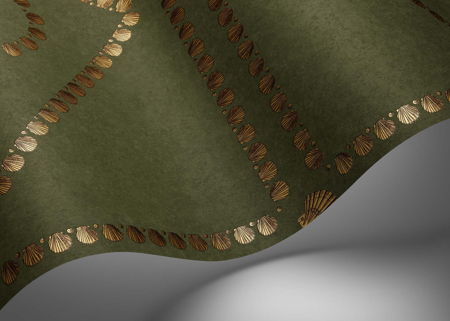 Conchiglie Wallpaper - Antique Gold on Ivy - 123/5026 - Cole & Son - Premier Wallcovering