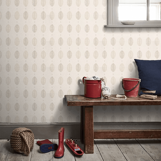 Cones Lint Wallpaper - Brown / Off White - Little Greene - 0271CNLINTZ - Premier Wallcovering