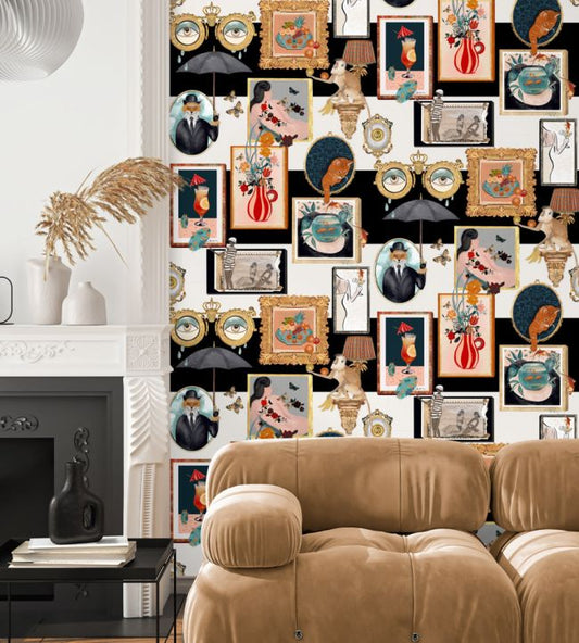 Connecting Frames Wallpaper - Black & White - Brand McKenzie - BMWL005/03A - Premier Wallcovering