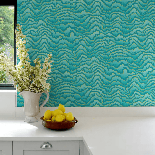 Contour Wallpaper - Turquoise & Lemon - Ohpopsi - IKA50119W - Premier Wallcovering