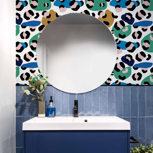 Cool Like You Wallpaper - Cobalt Blue, Mustard & Jungle Green - Lust Home - LH900182 - Premier Wallcovering