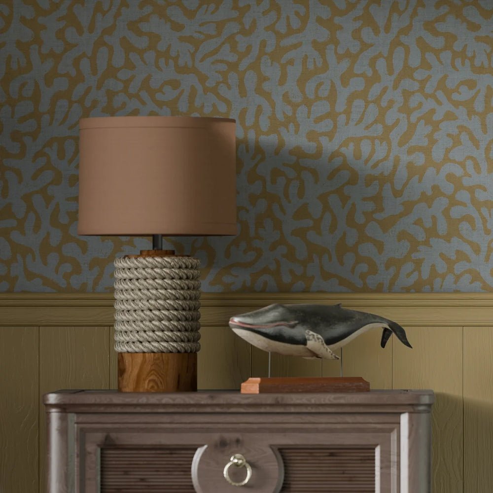 Coral Cove Wallpaper - Cornflower Blue and Rich Ochre - LAN100284 - Lucie Annabel - Premier Wallcovering