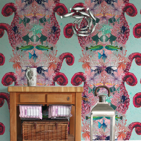 Coral Reef Wallpaper - Aqua - Fraiche - WP15000 - Premier Wallcovering