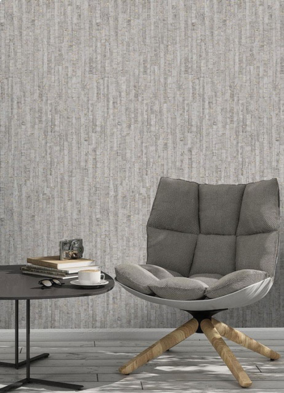 Cork Effect Montado Wallpaper - Grey & Silver - Rasch - 279084 - Premier Wallcovering