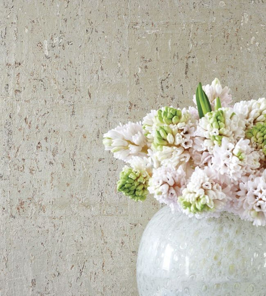 Cork Wallpaper - Metallic Pewter - Thibaut - T83009 - Premier Wallcovering