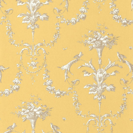 Corne D'Abondance Les Belles Toiles De Jouy Wallpaper - Jaune Soleil - Casadeco - 87922524 - Premier Wallcovering
