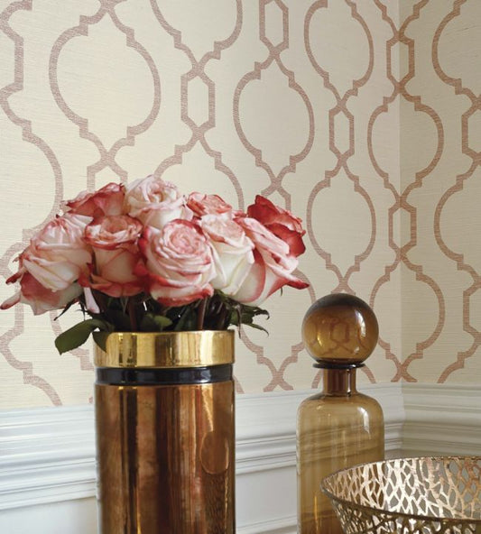 Cortney Wallpaper - Metallic Gold on Beige - Thibaut - T11072 - Premier Wallcovering