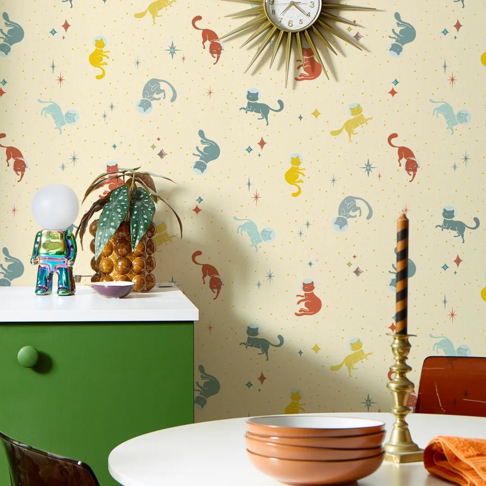 Cosmic Cats Wallpaper - Sunset Shades on Lemon Sorbet - Lust Home - LH900574 - Premier Wallcovering