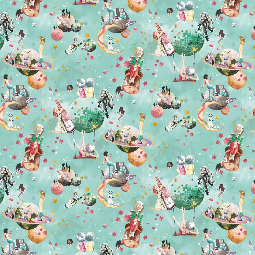 Cosmic Groove Wallpaper - Aquamarine - Brand McKenzie - BMGI006/02A - Premier Wallcovering