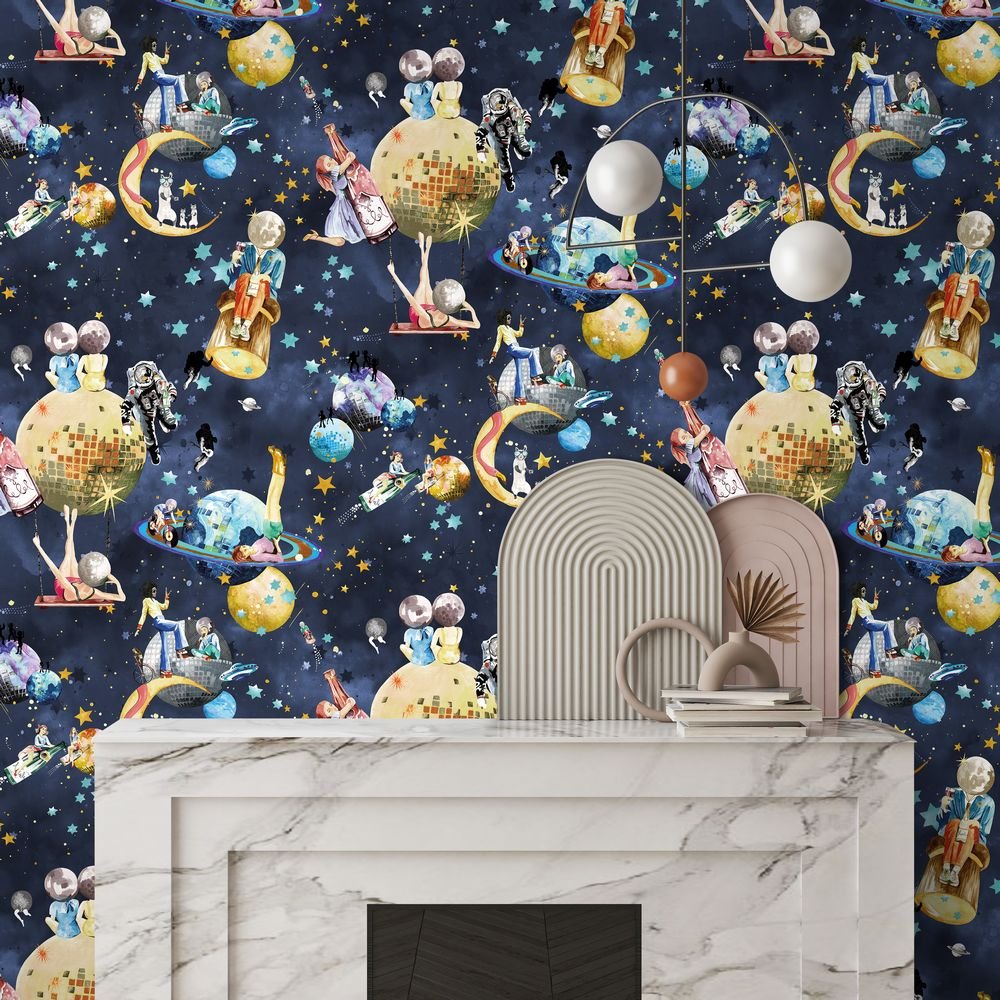 Cosmic Groove Wallpaper - Midnight - Brand McKenzie - BMGI006/02D - Premier Wallcovering