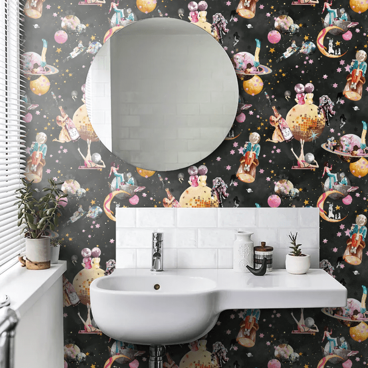 Cosmic Groove Wallpaper - Charcoal - Brand McKenzie - BMGI006/02C - Premier Wallcovering