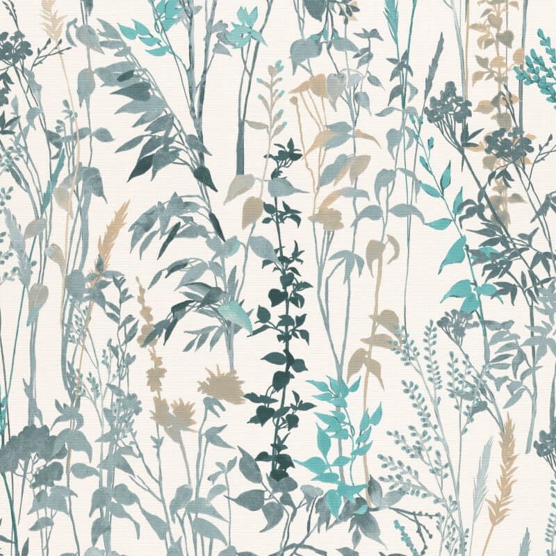 Cottage Leaf Meadow Wallpaper - Teal/Grey - Erismann - 10258 - 18 - Premier Wallcovering