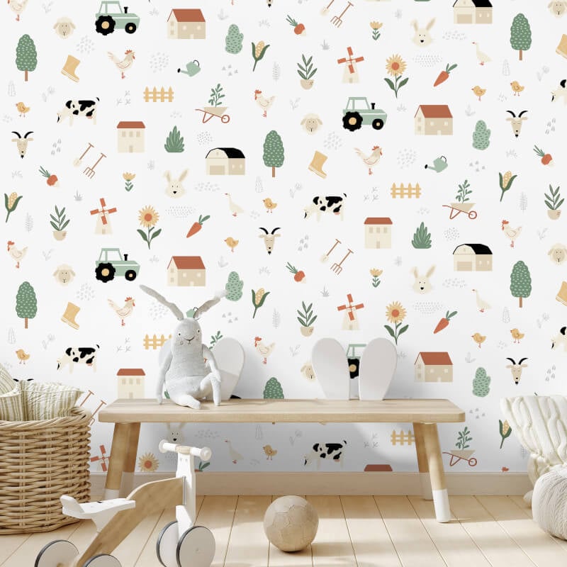 Country Farm Wallpaper - Multi - Muriva - M51507 - Premier Wallcovering