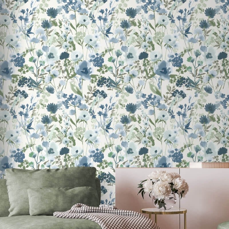 Countryside Floral Wallpaper - Blue - Catherine Lansfield - 206543 - Premier Wallcovering